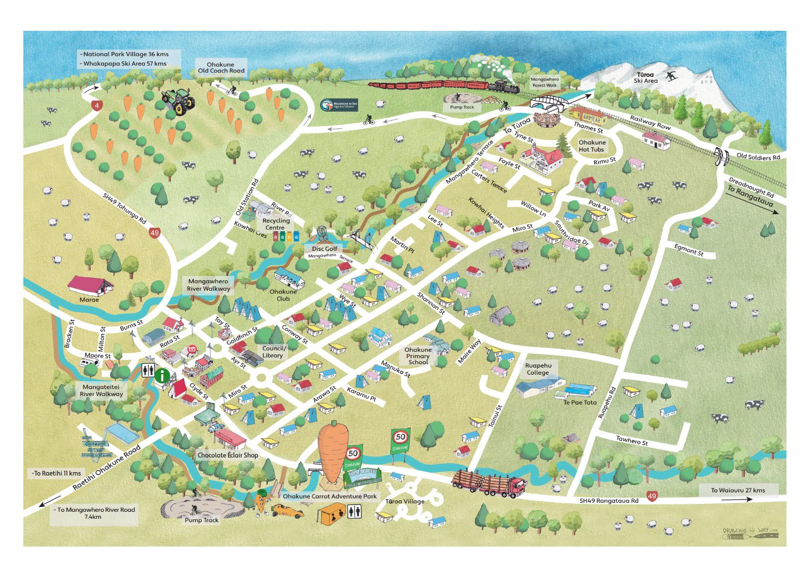 Ohakune Township Map Maps Visit Ruapehu